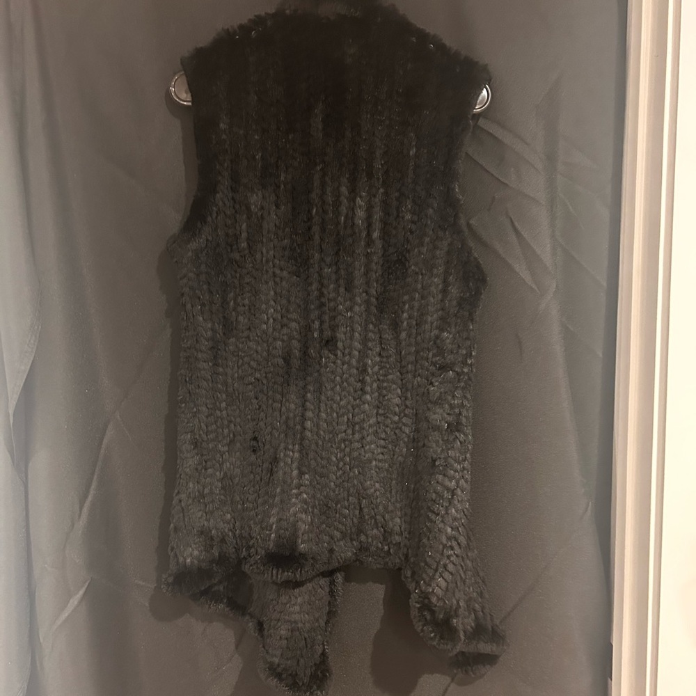 June Women's Rabbit Fur Open Front Vest - Picture 2 of 3